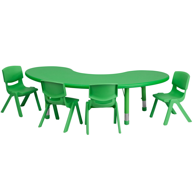 FF Half-moon 65" Table & 4 Chair 10.5" Green