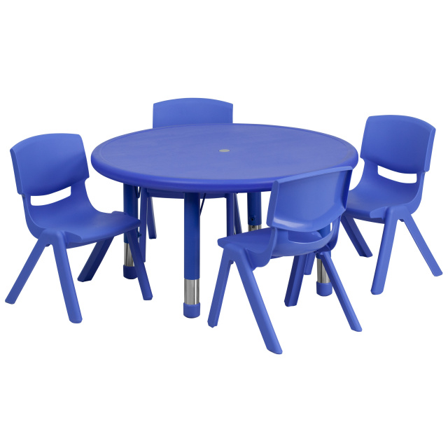 FF Round 33" Activity Table & 4 Chair 10.5" Blue