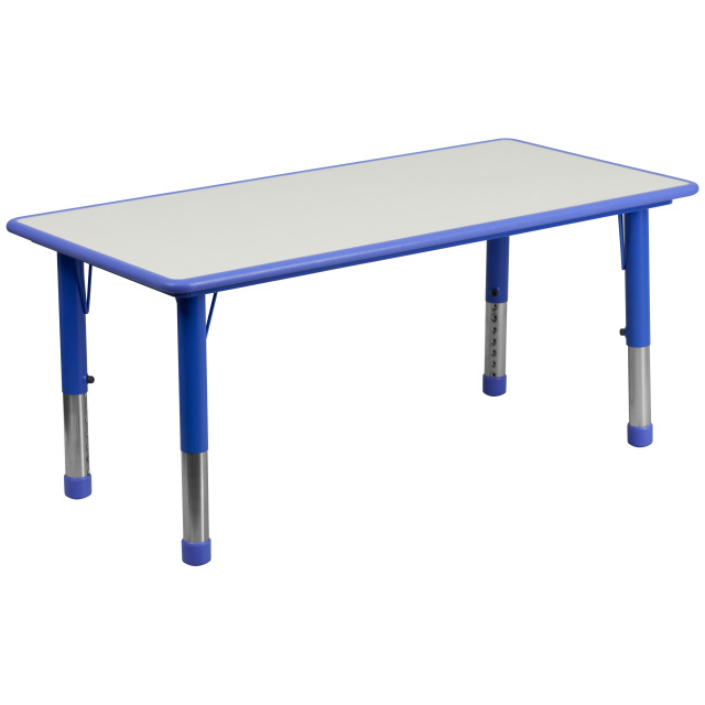 FF Rect 24 x 48 Activity Resin Table - Blue with Gray Top