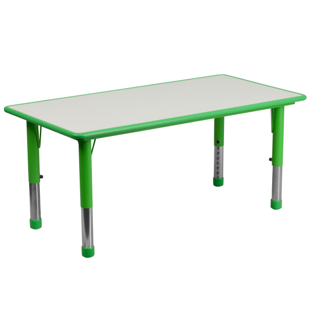 FF Rect 24 x 48 Activity Resin Table - Green with Gray Top