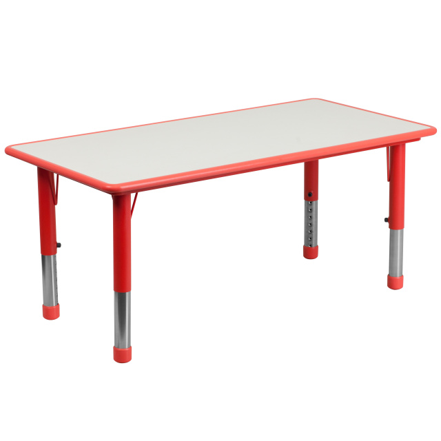 FF Rect 24 x 48 Activity Resin Table - Red with Gray Top