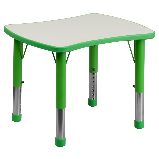 FF Rect 22 x 27 Activity Resin Table - Green with Gray Top