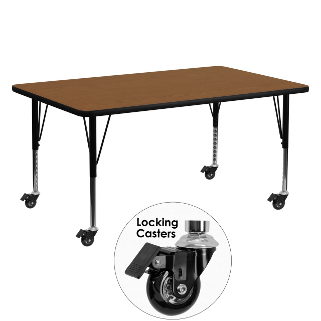 FF 24" x 60" Mobile Activity Table - Oak