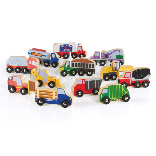 GC-G6718 Guidecraft Wooden Truck Collection - Set of 12