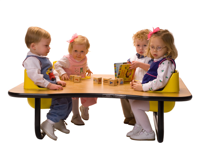 4 Seat Space Saver Toddler Tables with 14" Legs