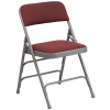 HERCULES Series Curved Triple Braced & Double Hinged Burgundy Patterned Fabric Padded Chair 