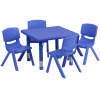 FF Square 24" Resin Table & 4 Chair 10.5" Blue